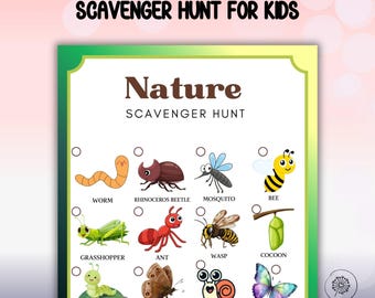 Printable Nature Scavenger Hunt for Kids: Camping Party Game (Digital Download
