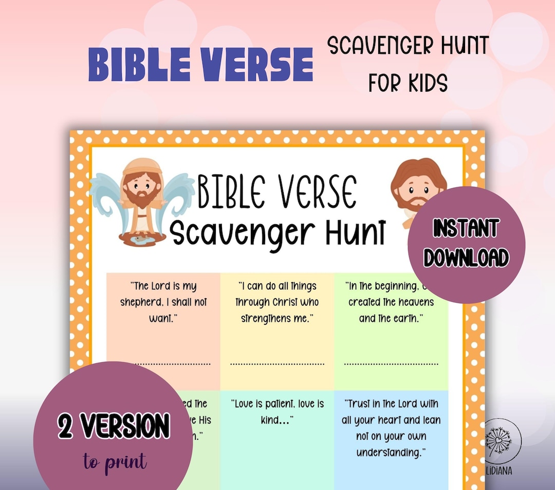 Bible Verse Treasure Hunt – 18 Printable Clue Cards | Scripture ...