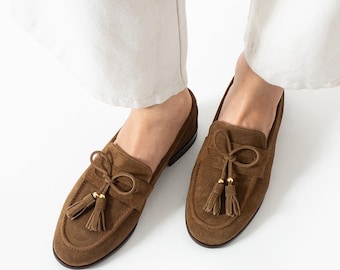 Vortex Genuine Leather Suede Light Tan Casual Women's Ballet Flats
