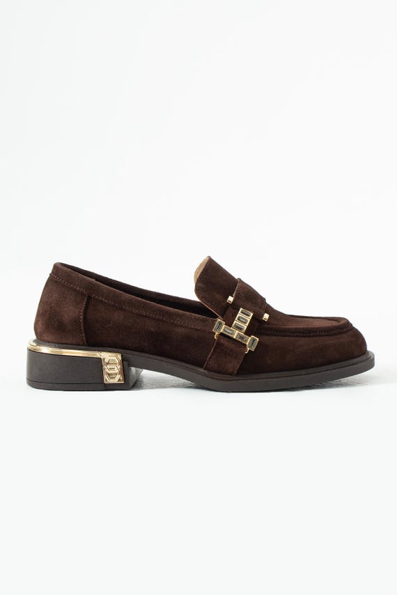 Velvet Brown Suede Loafers Women – Leather Slip On Shoes, Comfortable Casual Flats, Elegant Everyday