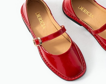 Velour Genuine Leather Patent Leather Red Casual Women's Ballet Flats