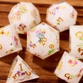 White Meadow Bloom Dice, Floral Enchanted Garden, Gold Sharp Edge Resin DND product logo