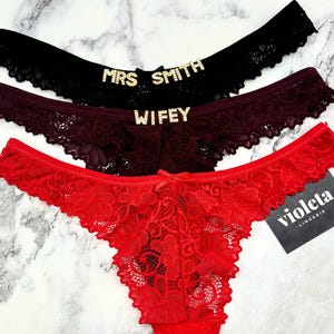 Custom Name Lace Thong, Personalised Name Thong, Custom Name Thong,Custom Thong