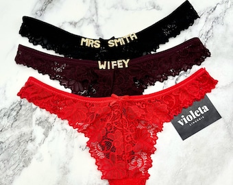 Custom Name Lace Thong, Personalised Name Thong, Custom Name Thong,Custom Thong