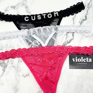 Custom Name Lace Thong, Personalised Name Thong, Custom Name Thong, Custom Thong