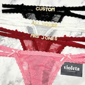 Custom Name Lace Thong, Personalised Name Thong, Custom Name Thong, Custom Thong
