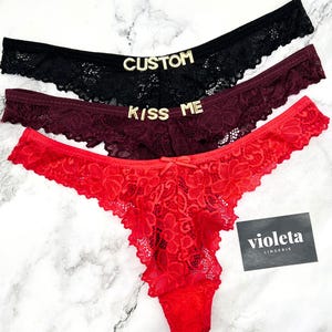 Custom Thong G-strings With Gold Charms Name, Personalized Thong With Name, Custom Thong, Custom Name Thong, Anniversary Gift