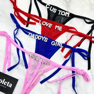 Thong With Silver Charms Custom Thong G-strings With Name, Personalised Thong, Custom Name Thong