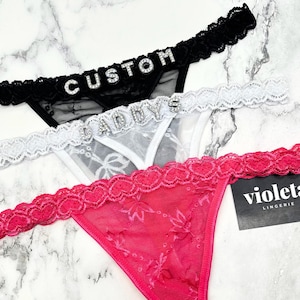 Custom Name Lace Thong, Personalised Name Thong, Custom Name Thong