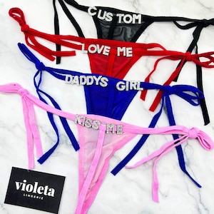 Custom Name Thong With Silver Letters, Custom Name G-Strings, Personalised Name Thong, Custom Name Thong