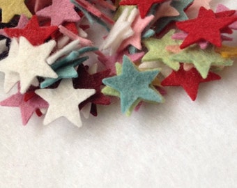 100 Small 3/4" Wool Felt Stars (mixed only)