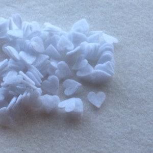 100 Die cut Tiny 1/2 White Felt Hearts, Valentines image 3