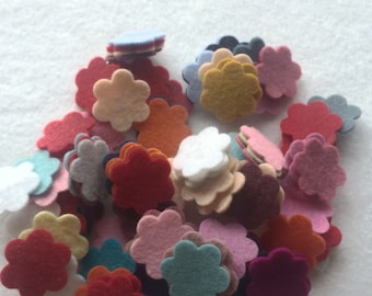 40 Small Wool Felt Flower Die cut , DIY Embellishment