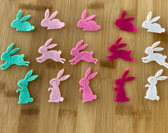 Wool Felt Bunnies  15- Die cut Small wool Felt Bunnies, DIY