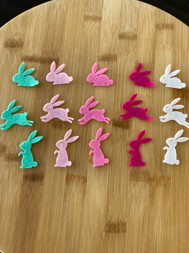 Wool Felt Bunnies 15 Die cut Small wool Felt Bunnies, DIY image 1