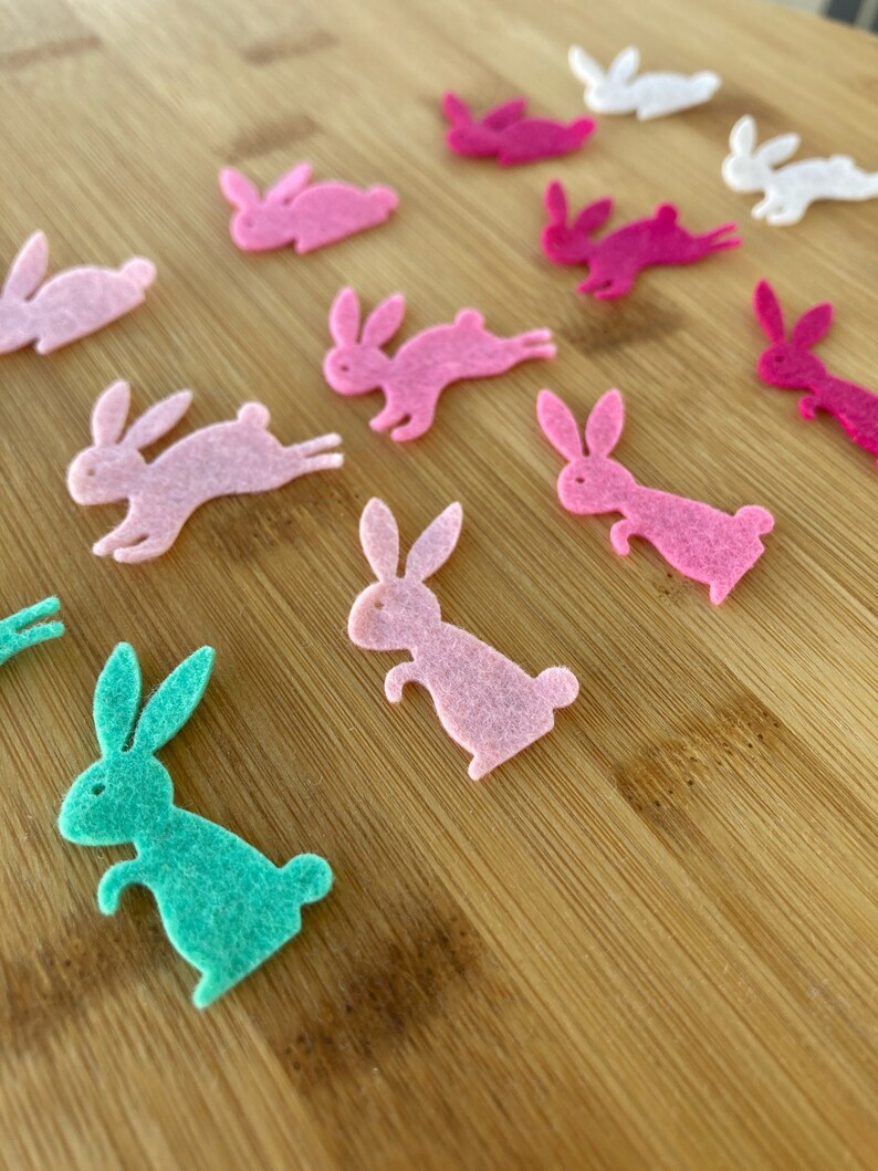 Wool Felt Bunnies 15 Die cut Small wool Felt Bunnies, DIY image 2