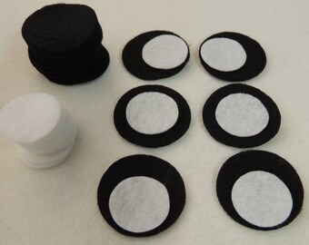 Felt Eyes Circles, Black and  White 40 Pcs.