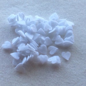 100 Die cut Tiny 1/2 White Felt Hearts, Valentines image 1