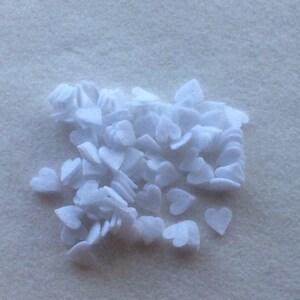 100 Die cut Tiny 1/2 White Felt Hearts, Valentines image 2