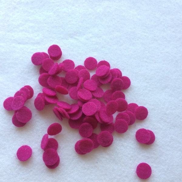 100 - 1/2"  Inch Die Cut Felt Circles, Fuchsia OR Your choice of color (half inch circle)