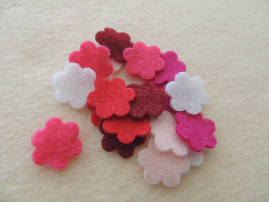 50 Die Cut Small Felt Flowers, DIY Valentines Embellishment Etsy