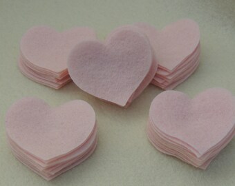 50 XL Felt Die Cut Heart Pieces  Light Pink or any color