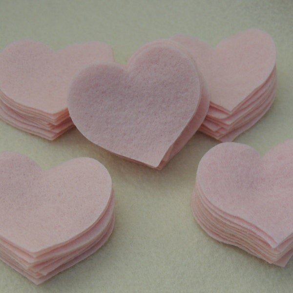 50 XL Felt Die Cut Heart Pieces  Light Pink or any color