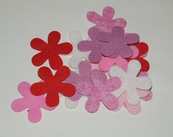 Wool Felt Die cut Flower 6 Long Petals,  Valentines