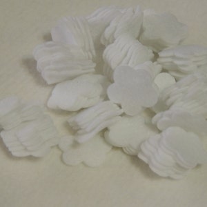 100 Die cut Felt 5 Petal Small Flowers, White Only 1.0 Inch image 1