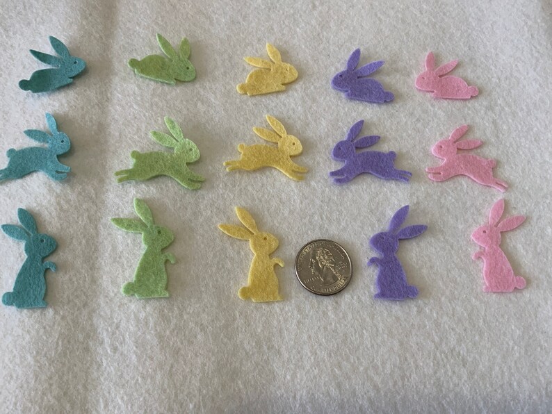 Wool Felt Bunnies 15 Die cut Small wool Felt Bunnies, DIY image 3