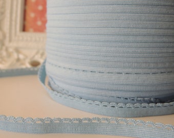 5 Yards (3/8" Inch Scalloped Elastic Lace) Baby Blue