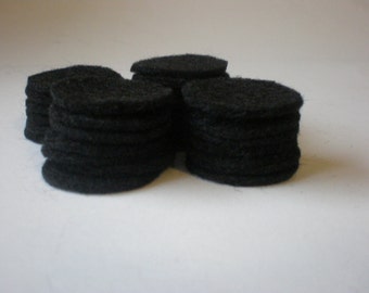 25 - 1  Inch Die Cut Felt Circles, Black OR Your choice of color