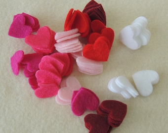 100- Die cut Small Felt Hearts,  Valentines