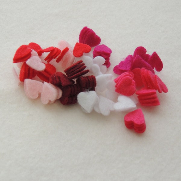 100- Die cut Tiny 1/2" Felt Hearts,  Valentines