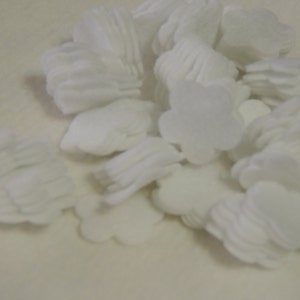 100 Die cut Felt 5 Petal Small Flowers, White Only 1.0 Inch image 2