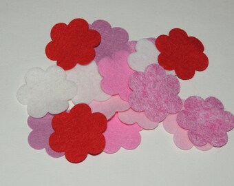 Wool Felt Die cut Flower 6 chunky Petals,  Valentines