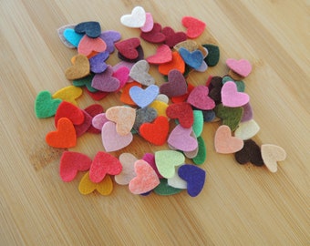 40 Small Wool Felt Hearts Die cut , DIY Embellishment