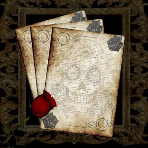 Tag der Toten, Zucker Schädel, Gothic, Pergament stationär, digitaler Download