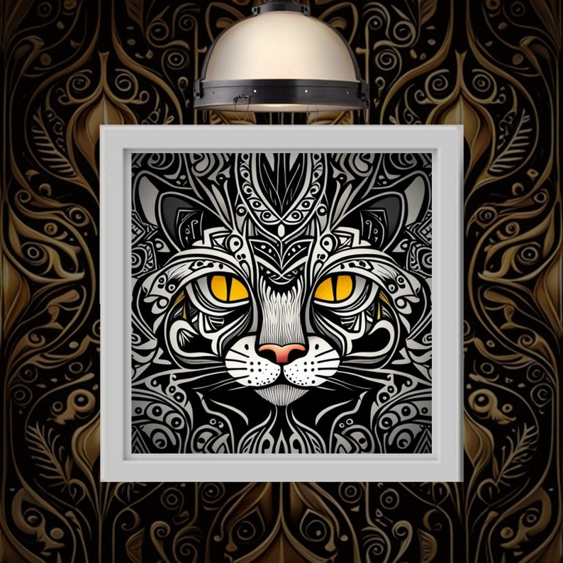 Mandalla Cats Digital Wall Art Coloring Pages Etsy