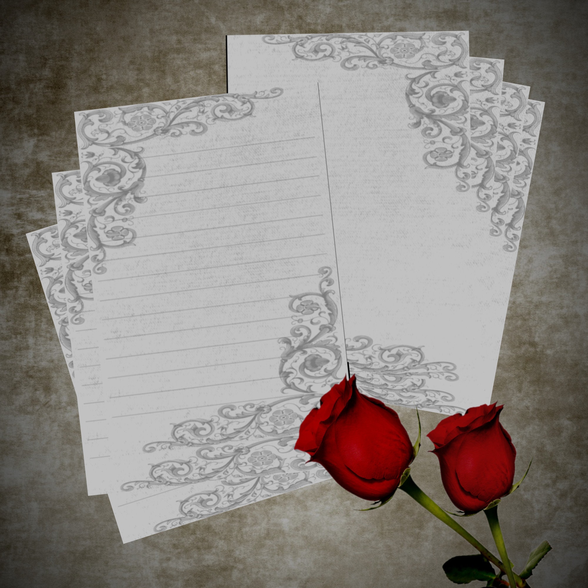 Paper &amp; Surfaces Digital Download Pretty Light Gray Gothic Style ...