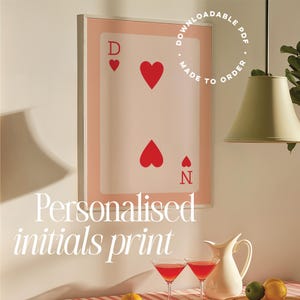 Personalisierte Paare Initial Print | 2 Herzen Poster | Benutzerdefinierter digitaler Download | Valentinstag | Jubiläum Kunst | Hochzeit | Verlobungsgeschenk