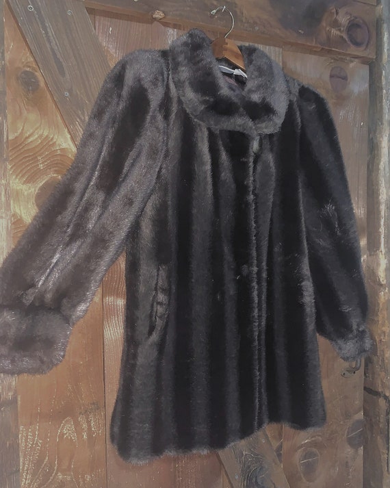 Brown Faux Fur Coat, Car Coat, Brown Fur Coat, Re… - image 8