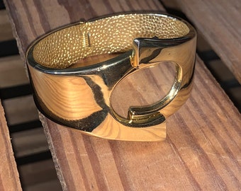 Gold Clasp Bracelet, Vintage Bracelet, 1980s Jewelry, Estate Jewelry