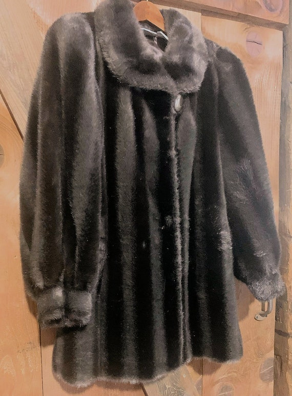 Brown Faux Fur Coat, Car Coat, Brown Fur Coat, Ret