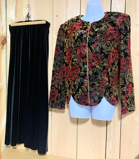 Vintage Velvet Flowered Jacket and Black Velvet Lo