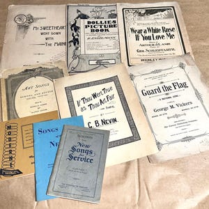 Vintage Music Sheets, Songbooks, Blank Music Book, 1888 - 1940&#39;s