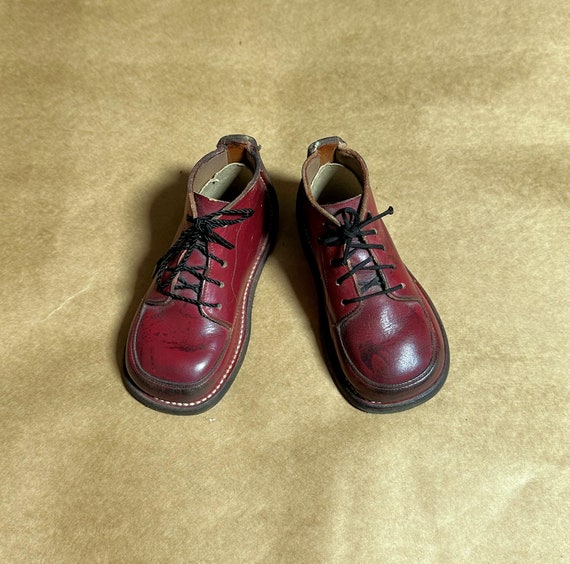 Vintage Red Leather Kids Shoes, 1950's High Top B… - image 6