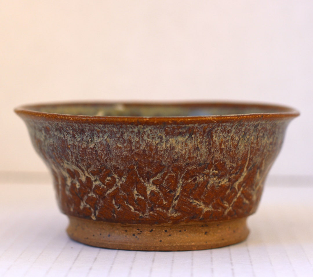 Trinket Dish Small Pottery Bowl Handmade Pottery Brown W/ Pale Etsy