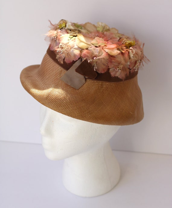 Vintage 1940's - 1950's Millinery Hat Fine Straw … - image 4