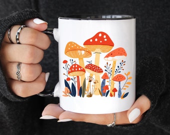 Mushroom Mug Cottagecore Coffee Mug Botanical Tea Cup Flower Garden Lover Cute Mushroom Gift Mushroom Cup Mushroom Mug Mushroom Decor